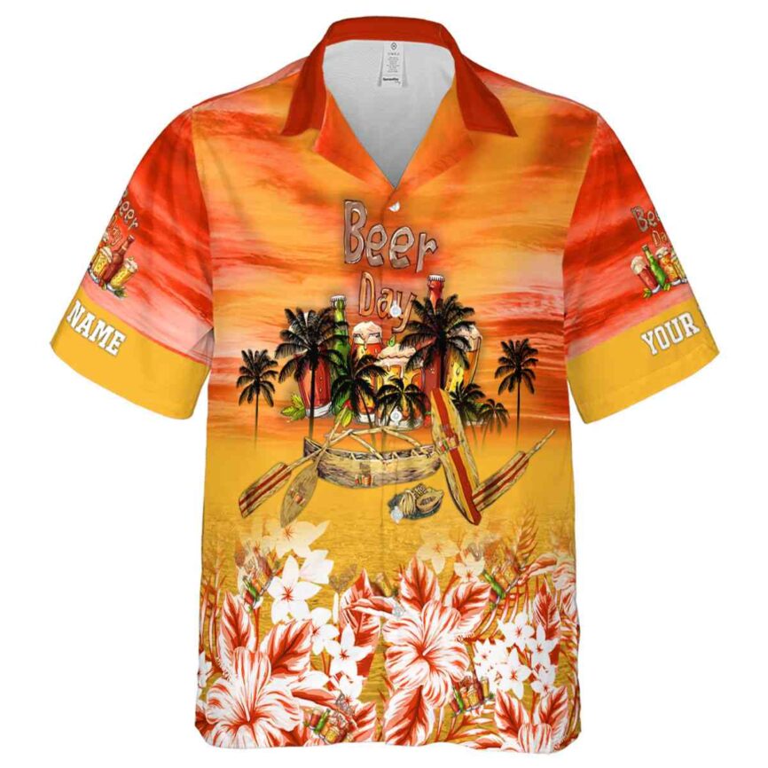 Personalized Beer Sunset Beach Canoe Hawaiian Shirt Fashion forward