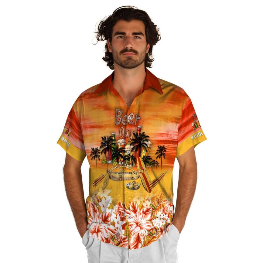 Personalized Beer Sunset Beach Canoe Hawaiian Shirt New Arrival