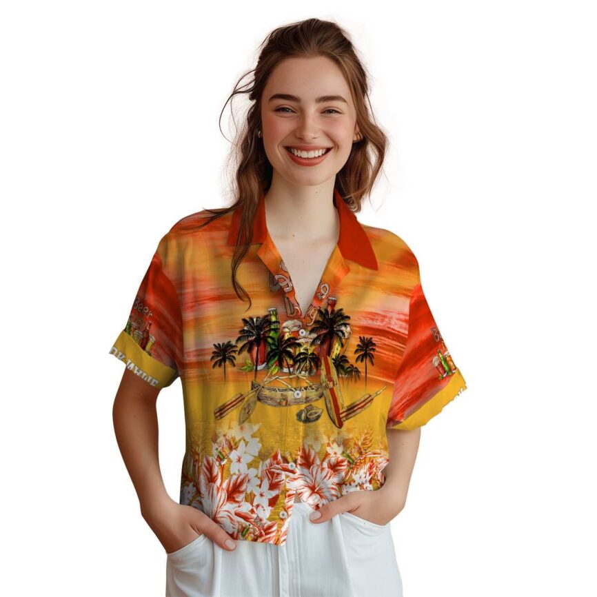 Personalized Beer Sunset Beach Canoe Hawaiian Shirt Top rated