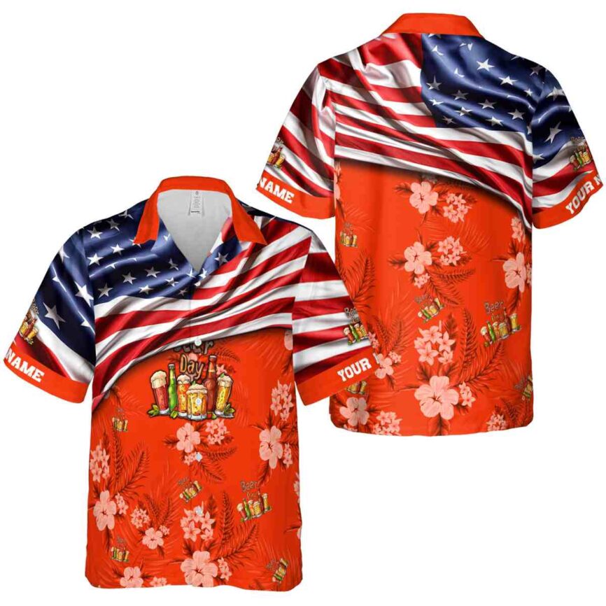 Personalized Beer US Flag Themed Hawaiian Shirt Premium grade