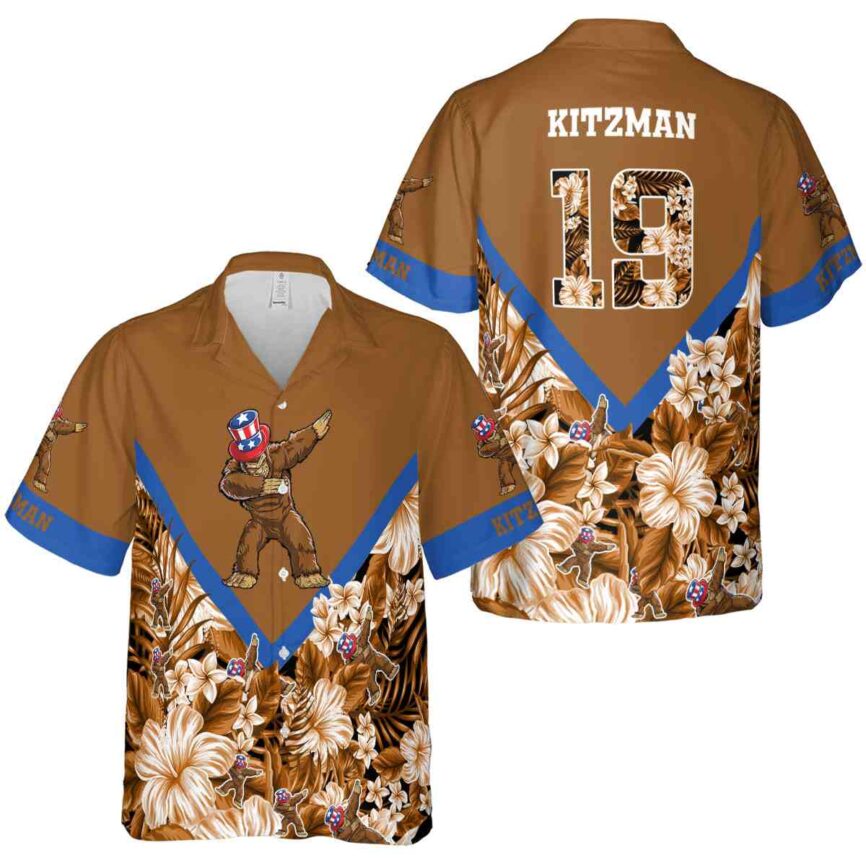 Personalized Bigfoot Bold Floral Number Hawaiian Shirt Premium grade