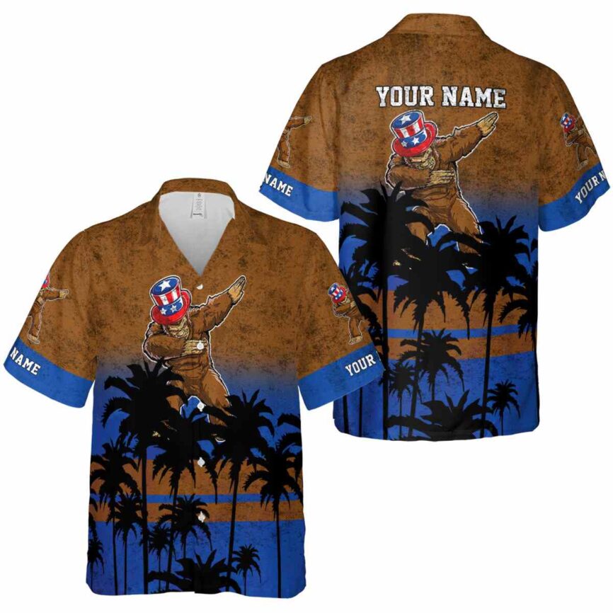 Personalized Bigfoot Sunset Gradient Hawaiian Shirt Premium grade