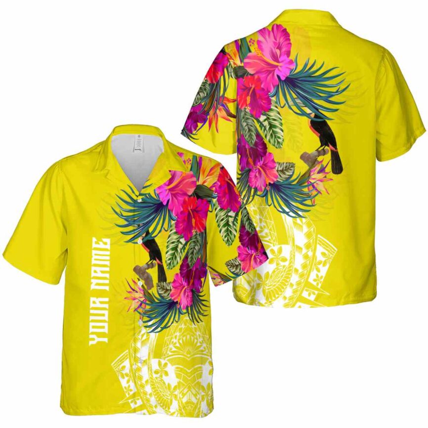 Personalized Bird Polynesian Flowers Hawaiian Shirt Premium grade