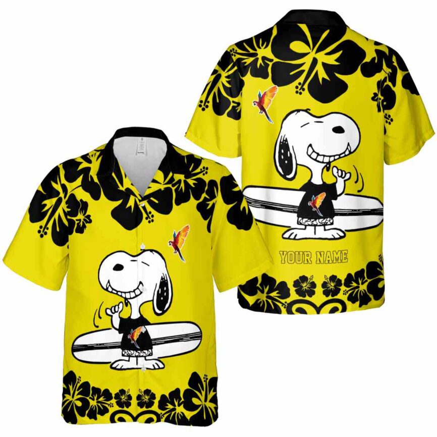 Personalized Bird Surfing Snoopy Hawaiian Shirt Premium grade