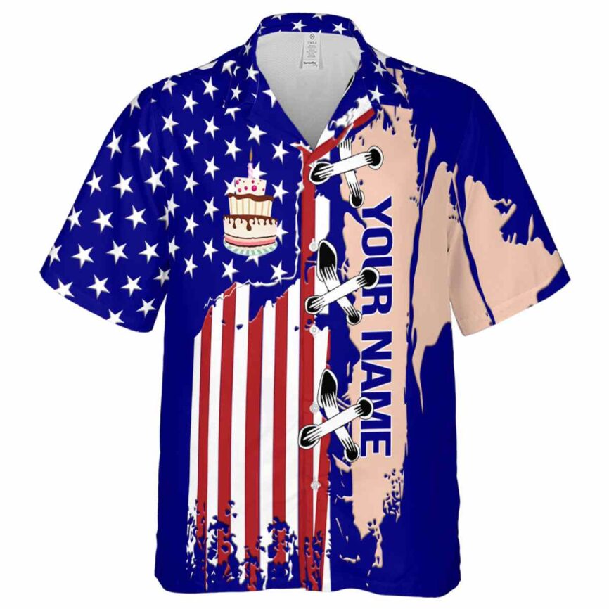 Personalized Birthday Flag Stitches Hawaiian Shirt Fashion forward