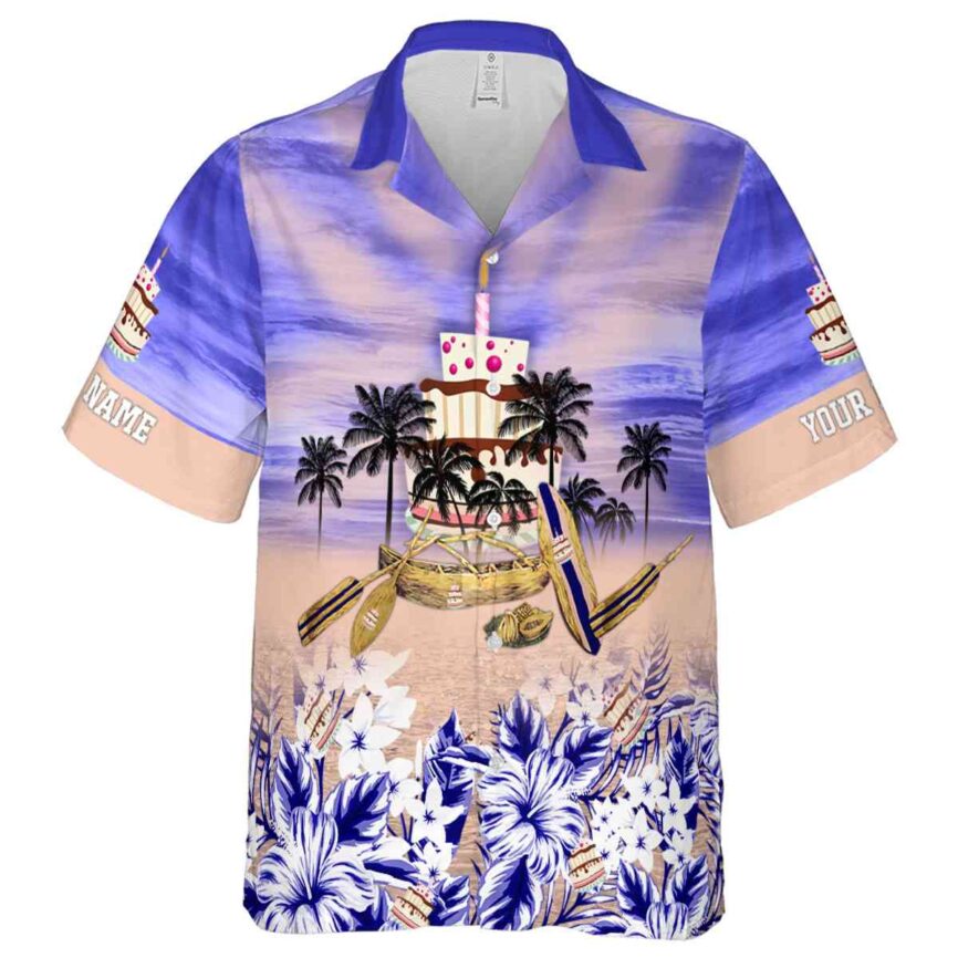 Personalized Birthday Sunset Beach Canoe Hawaiian Shirt Fashion forward