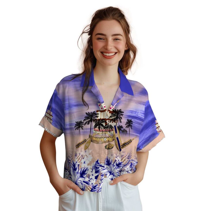 Personalized Birthday Sunset Beach Canoe Hawaiian Shirt Top rated