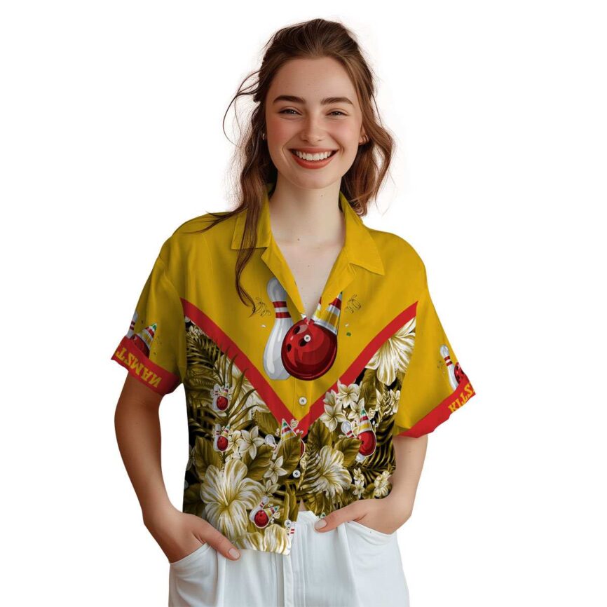 Personalized Bowling Bold Floral Number Hawaiian Shirt Top rated