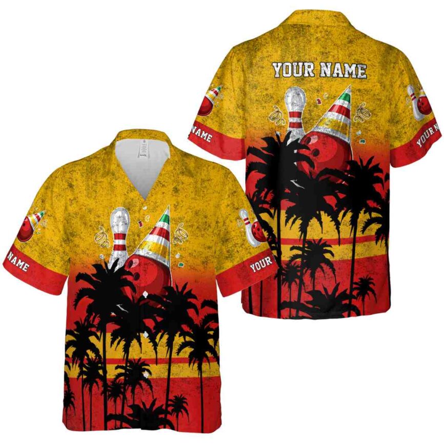 Personalized Bowling Sunset Gradient Hawaiian Shirt Premium grade
