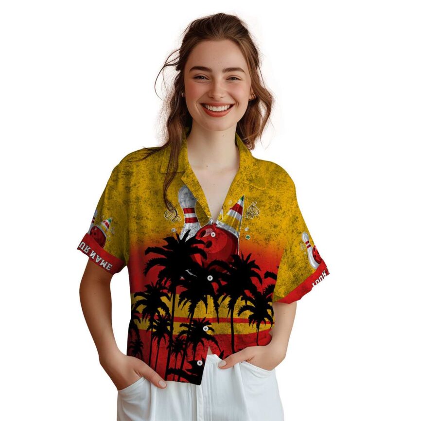 Personalized Bowling Sunset Gradient Hawaiian Shirt Top rated