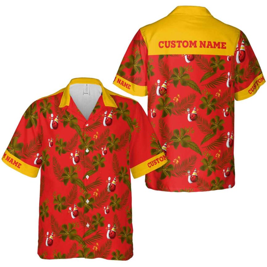 Personalized Bowling Tropical Flower Hawaiian Shirt Premium grade
