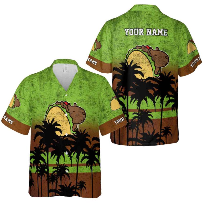 Personalized Capybara Sunset Gradient Hawaiian Shirt Premium grade