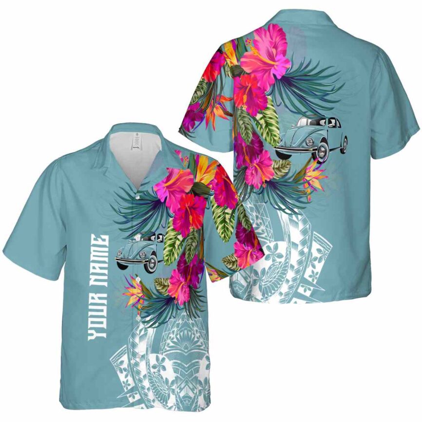 Personalized Car Polynesian Flowers Hawaiian Shirt Premium grade