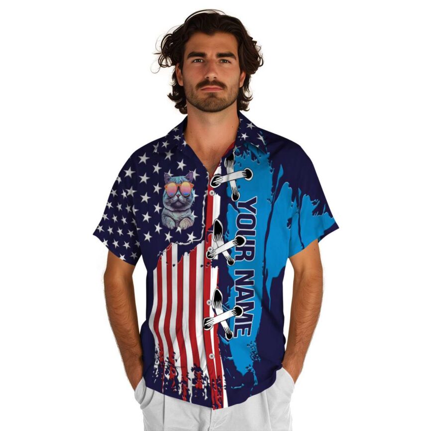 Personalized Cat Flag Stitches Hawaiian Shirt New Arrival