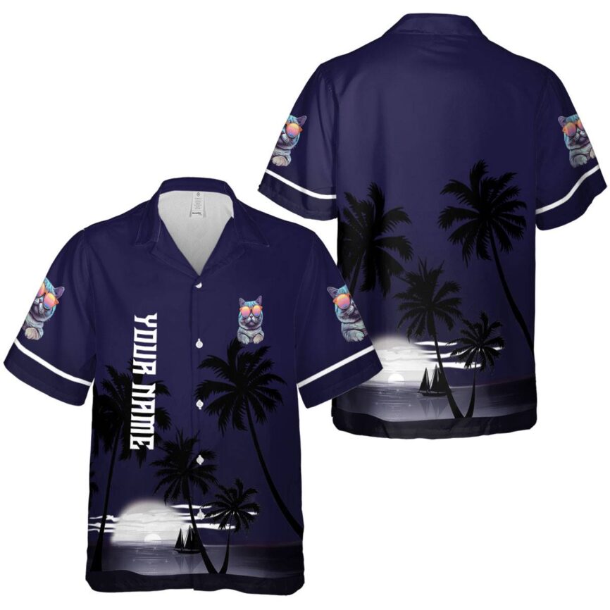 Personalized Cat Ocean Sunset Hawaiian Shirt Premium grade