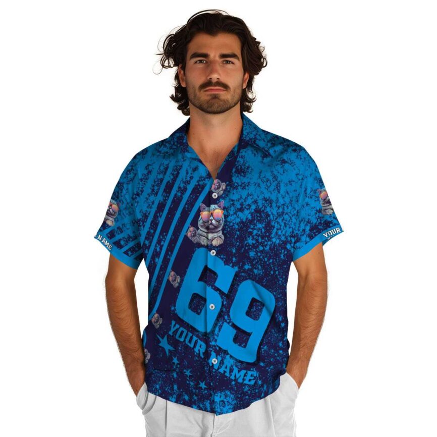 Personalized Cat Stripe Burst Hawaiian Shirt New Arrival