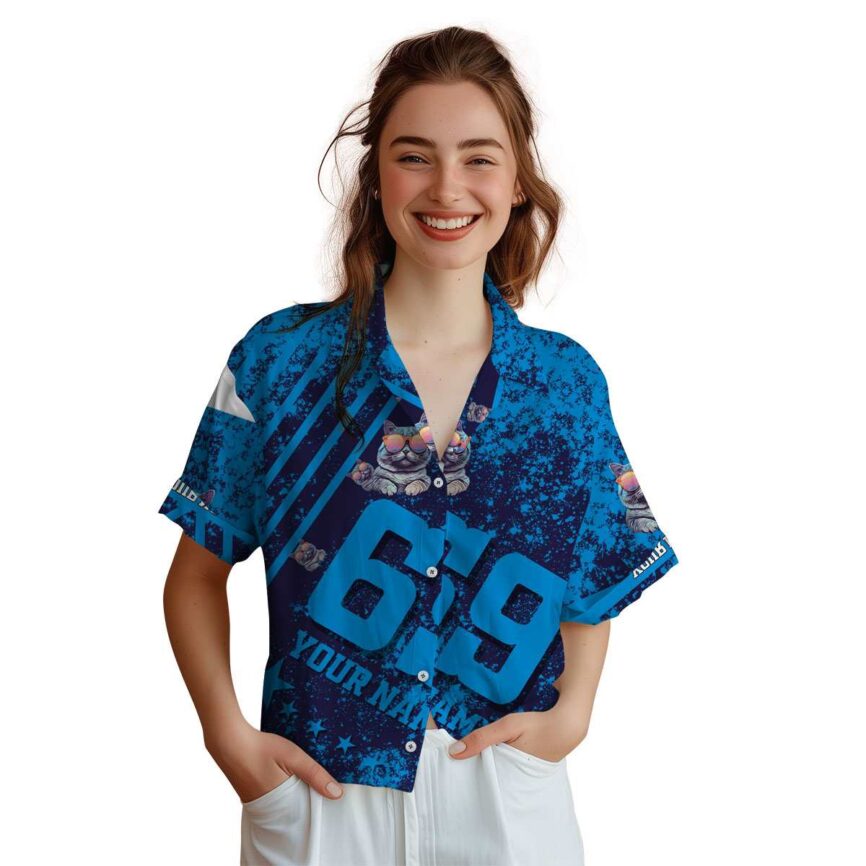 Personalized Cat Stripe Burst Hawaiian Shirt Top rated