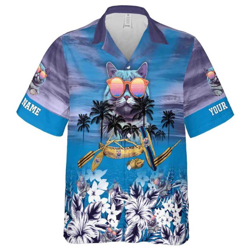 Personalized Cat Sunset Beach Canoe Hawaiian Shirt Fashion forward