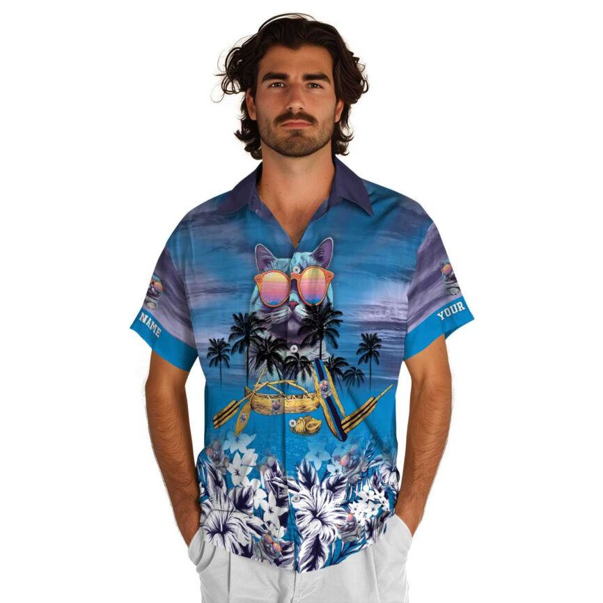 Personalized Cat Sunset Beach Canoe Hawaiian Shirt New Arrival