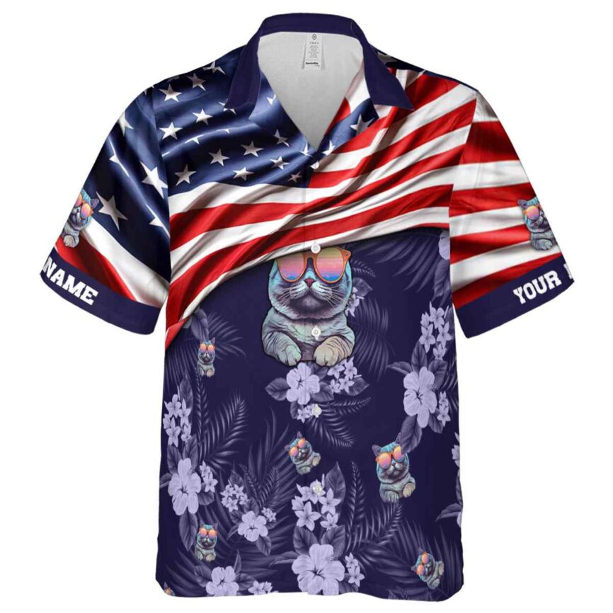 Personalized Cat US Flag Themed Hawaiian Shirt Fashion forward