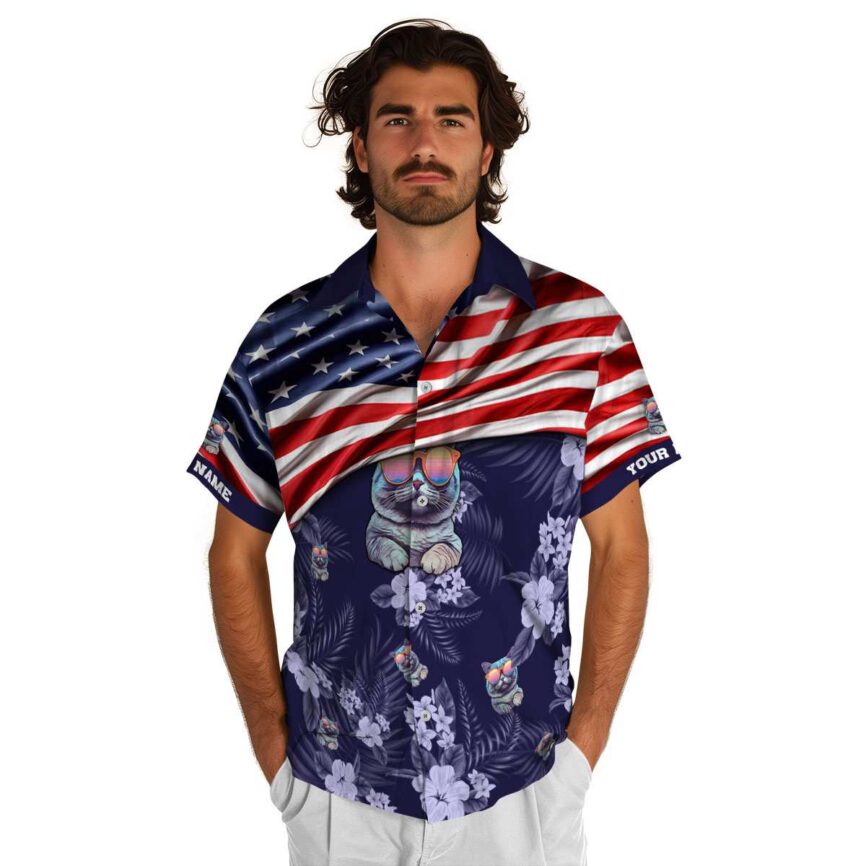 Personalized Cat US Flag Themed Hawaiian Shirt New Arrival