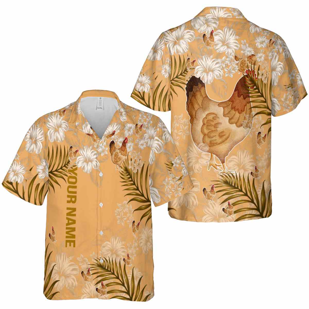 Personalized Chicken Hibiscus Pattern Hawaiian Shirt Premium grade Personalized Chicken Hibiscus Pattern Hawaiian Shirt Premium grade