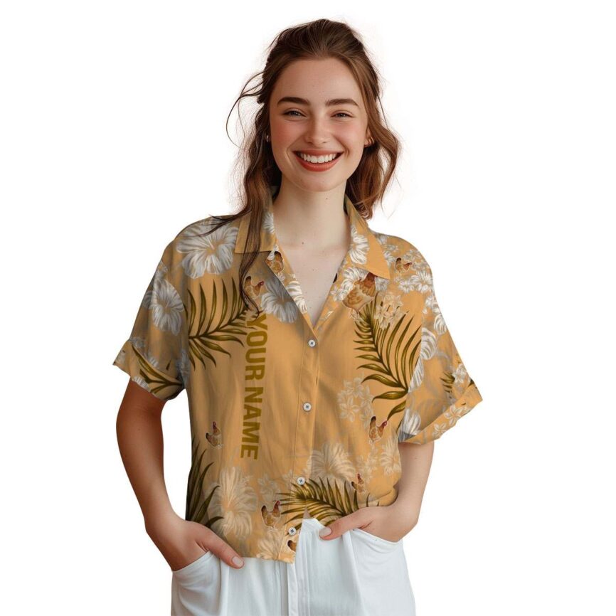 Personalized Chicken Hibiscus Pattern Hawaiian Shirt Top rated