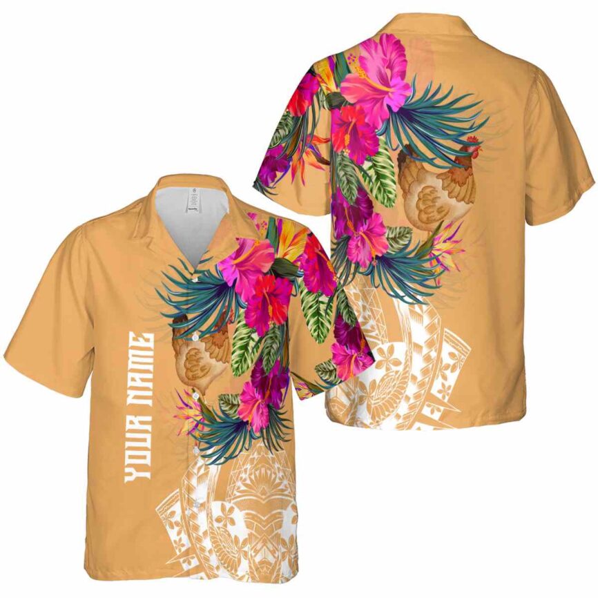 Personalized Chicken Polynesian Flowers Hawaiian Shirt Premium grade