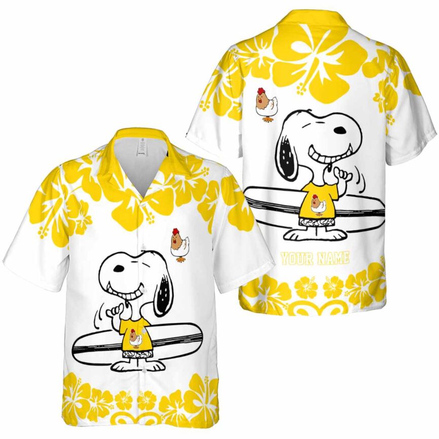 Personalized Chicken Surfing Snoopy Hawaiian Shirt Premium grade