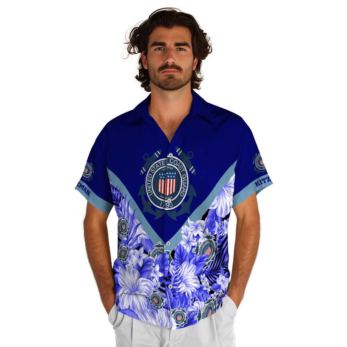 Personalized Coast Guard Bold Floral Number Hawaiian Shirt New Arrival Personalized Coast Guard Bold Floral Number Hawaiian Shirt New Arrival