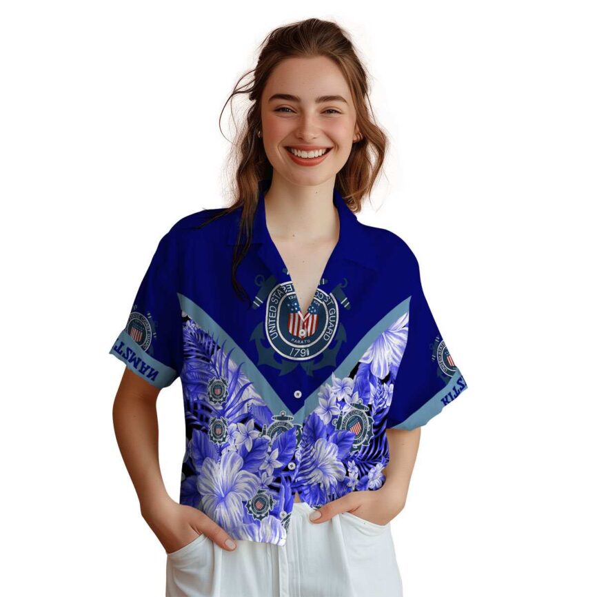 Personalized Coast Guard Bold Floral Number Hawaiian Shirt Top rated