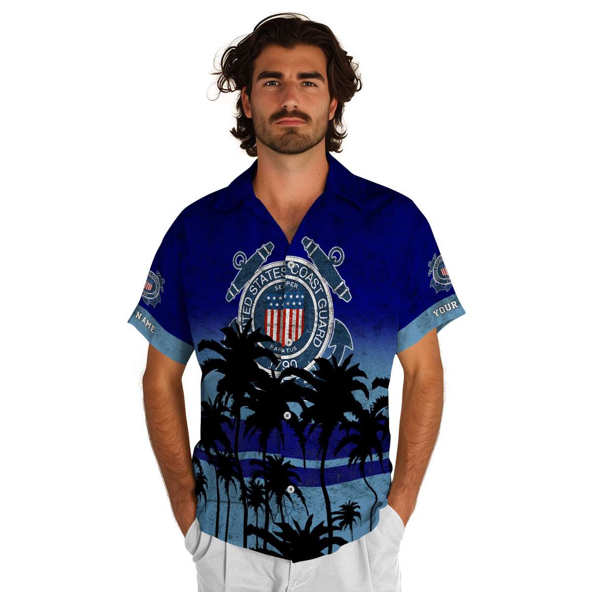 Personalized Coast Guard Sunset Gradient Hawaiian Shirt New Arrival Personalized Coast Guard Sunset Gradient Hawaiian Shirt New Arrival