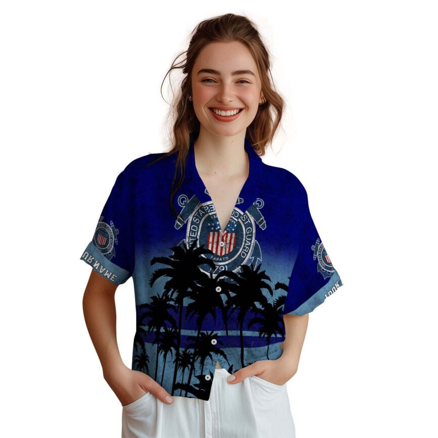 Personalized Coast Guard Sunset Gradient Hawaiian Shirt Top rated