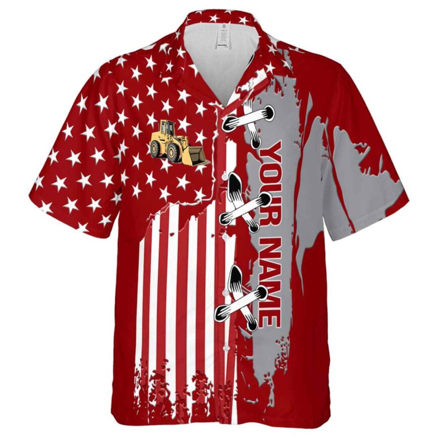 Personalized Construction Flag Stitches Hawaiian Shirt Fashion forward