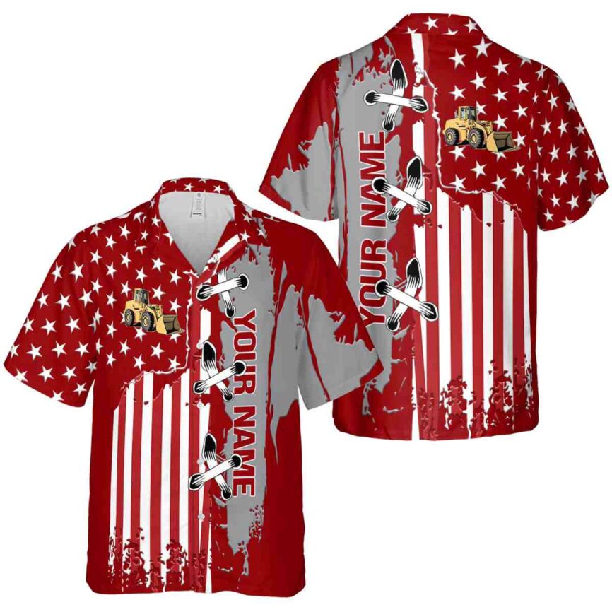 Personalized Construction Flag Stitches Hawaiian Shirt Premium grade