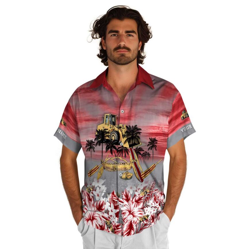 Personalized Construction Sunset Beach Canoe Hawaiian Shirt New Arrival