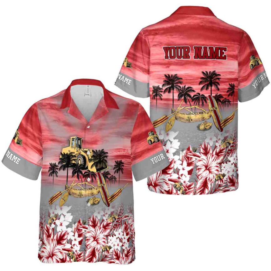 Personalized Construction Sunset Beach Canoe Hawaiian Shirt Premium grade