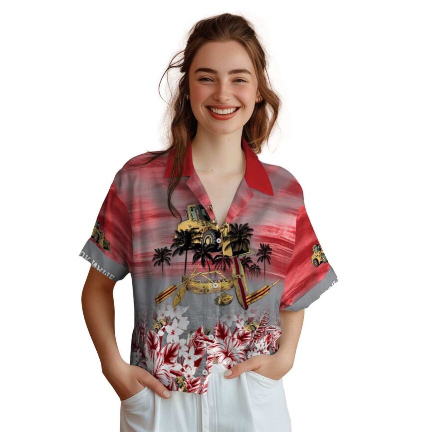 Personalized Construction Sunset Beach Canoe Hawaiian Shirt Top rated