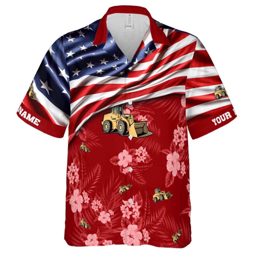 Personalized Construction US Flag Themed Hawaiian Shirt Fashion forward