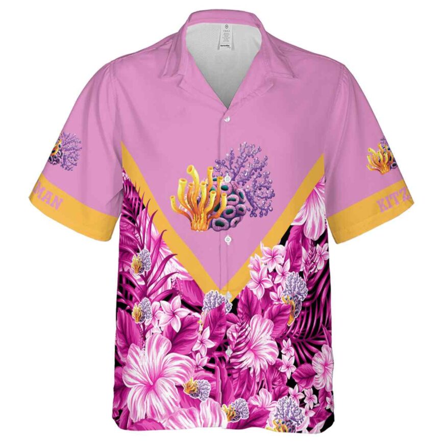 Personalized Coral Bold Floral Number Hawaiian Shirt Fashion forward