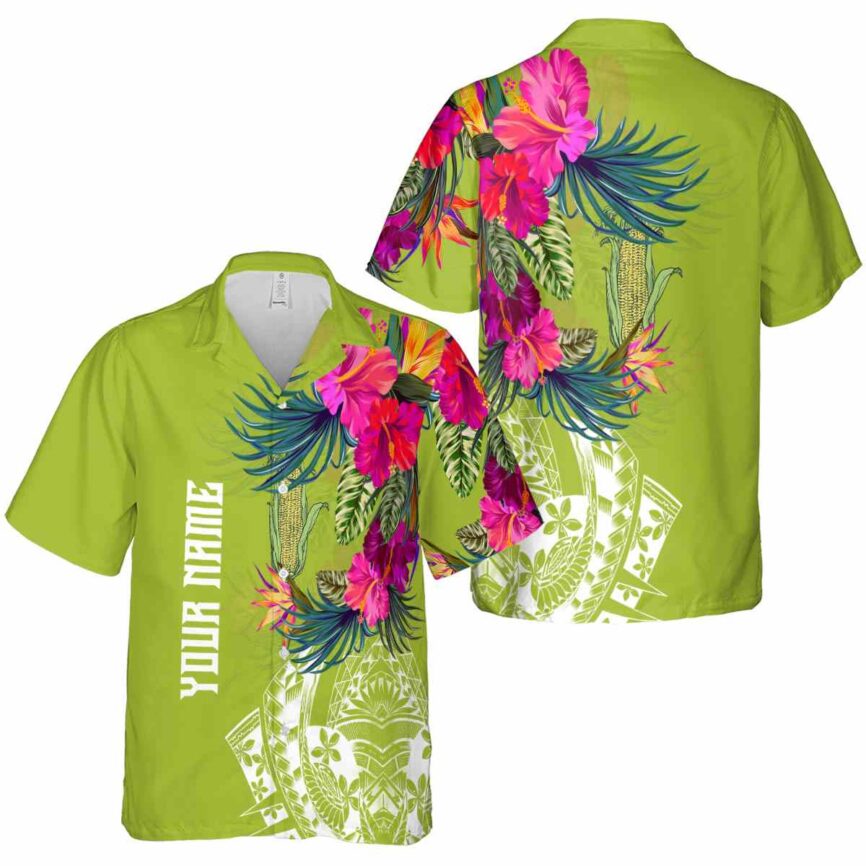 Personalized Corn Polynesian Flowers Hawaiian Shirt Premium grade