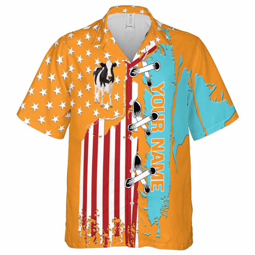 Personalized Cow Flag Stitches Hawaiian Shirt Fashion forward