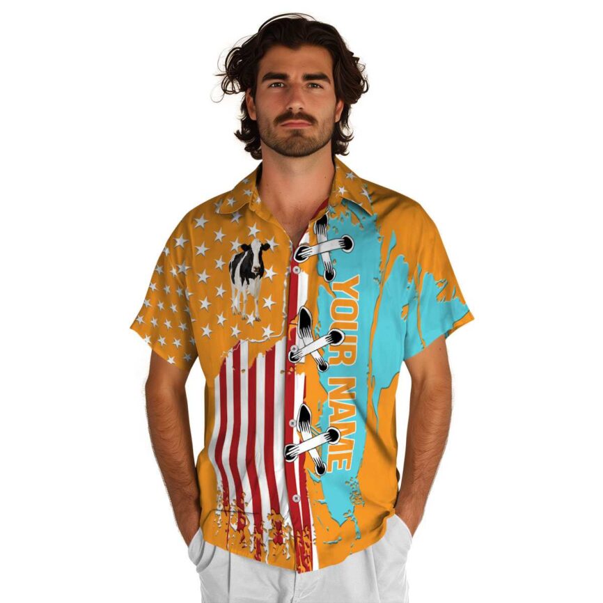 Personalized Cow Flag Stitches Hawaiian Shirt New Arrival