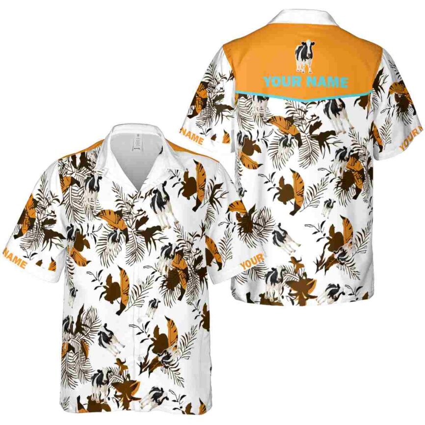 Personalized Cow Leafy Accents Hawaiian Shirt Premium grade