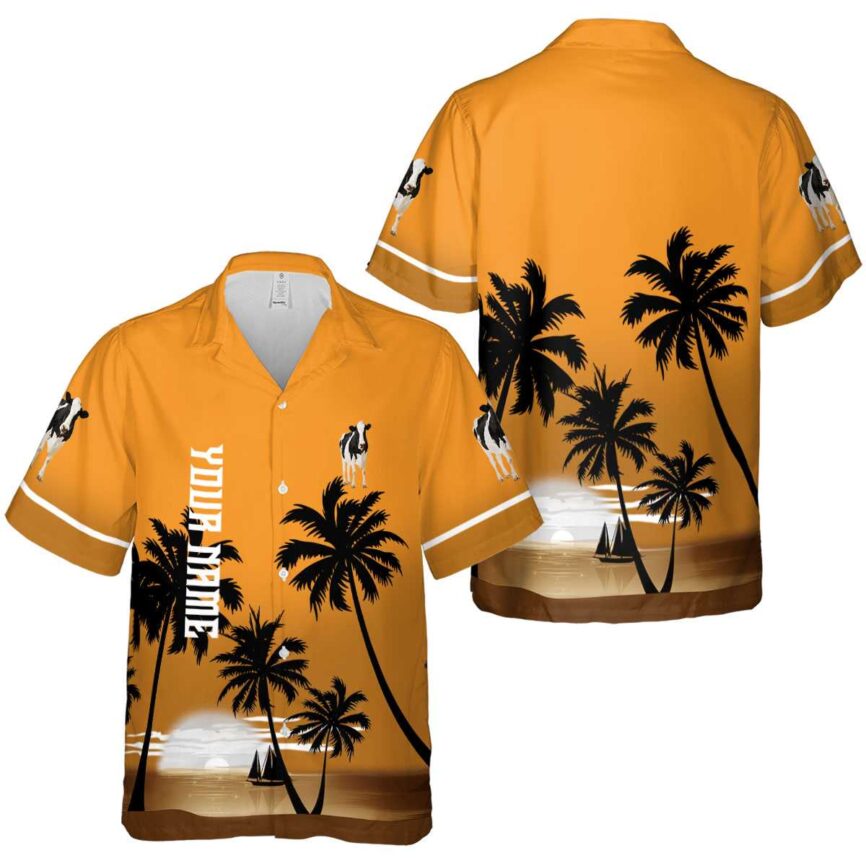 Personalized Cow Ocean Sunset Hawaiian Shirt Premium grade