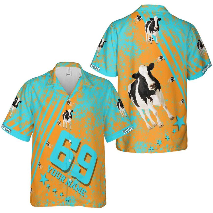 Personalized Cow Stripe Burst Hawaiian Shirt Premium grade