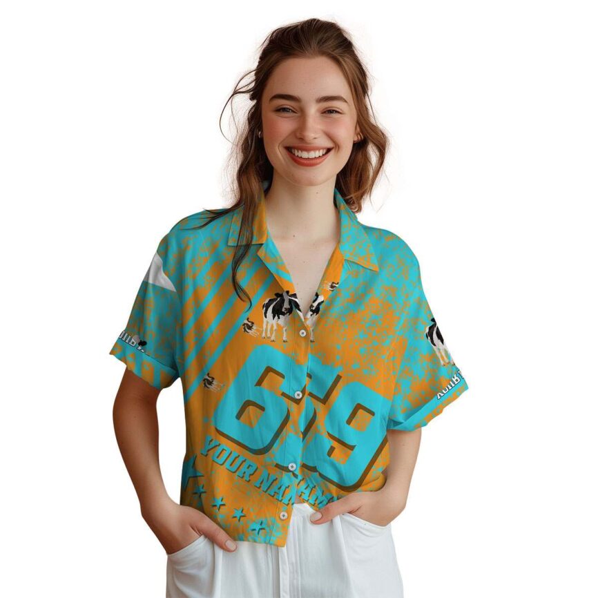 Personalized Cow Stripe Burst Hawaiian Shirt Top rated