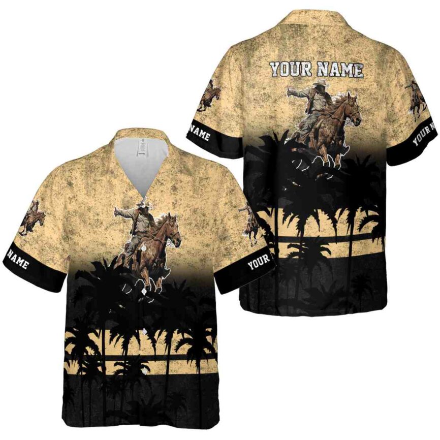 Personalized Cowboy Sunset Gradient Hawaiian Shirt Premium grade