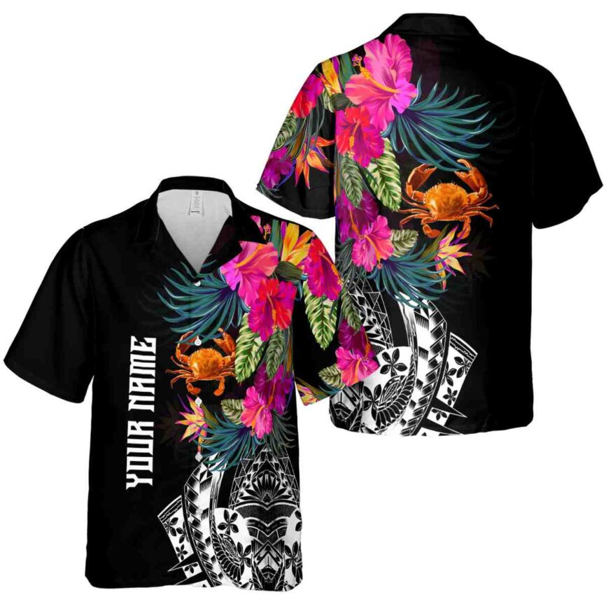 Personalized Crab Polynesian Flowers Hawaiian Shirt Premium grade