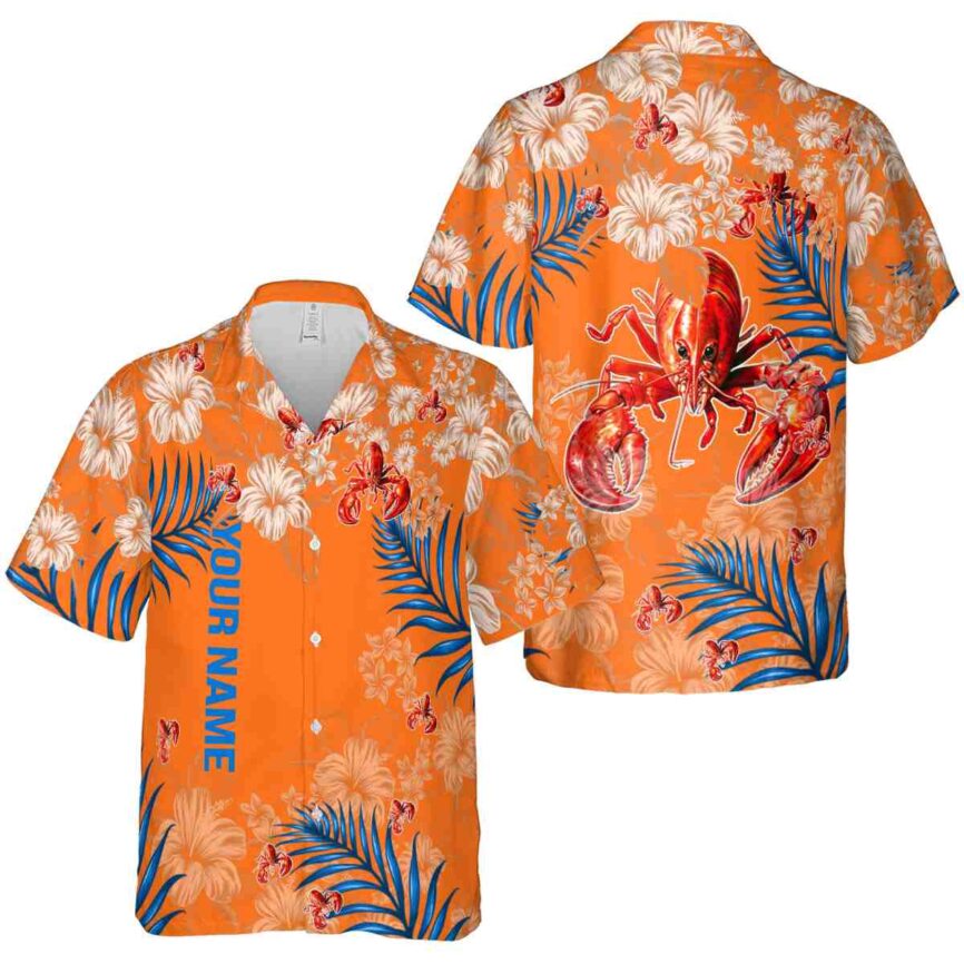 Personalized Crawfish Hibiscus Pattern Hawaiian Shirt Premium grade